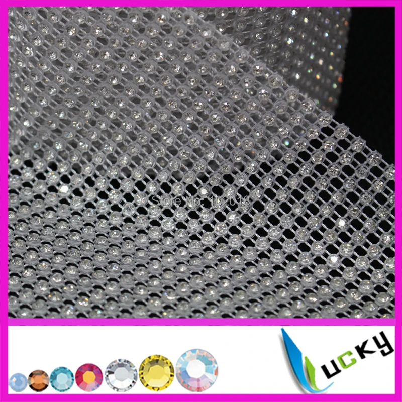 Free shipping! 5 yards transparent plastic base 24 rows rhinestone trimming with high quality clear strass crystal mesh chains