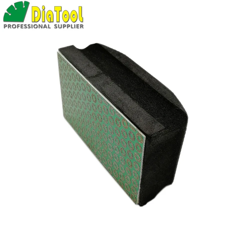 DIATOOL-almohadilla de mano de diamante galvanizado, bloque de pulido con respaldo de espuma, 90x55mm, grano #100