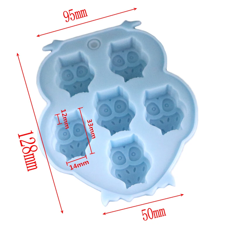 1PCS 6 holes 3D Owl silicone mold Making a cake Ice Tray Chocolate Mould Fondant Mould Cake Decorating Tools Kitchen Accessories