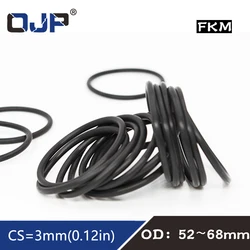 1PC Black FKM Rubber O-rings Seals OD52/54/55/56/58/60/62/65/68*3mm O Ring Seal Gaskets Oil resistance Ring Fuel Sealing Washer