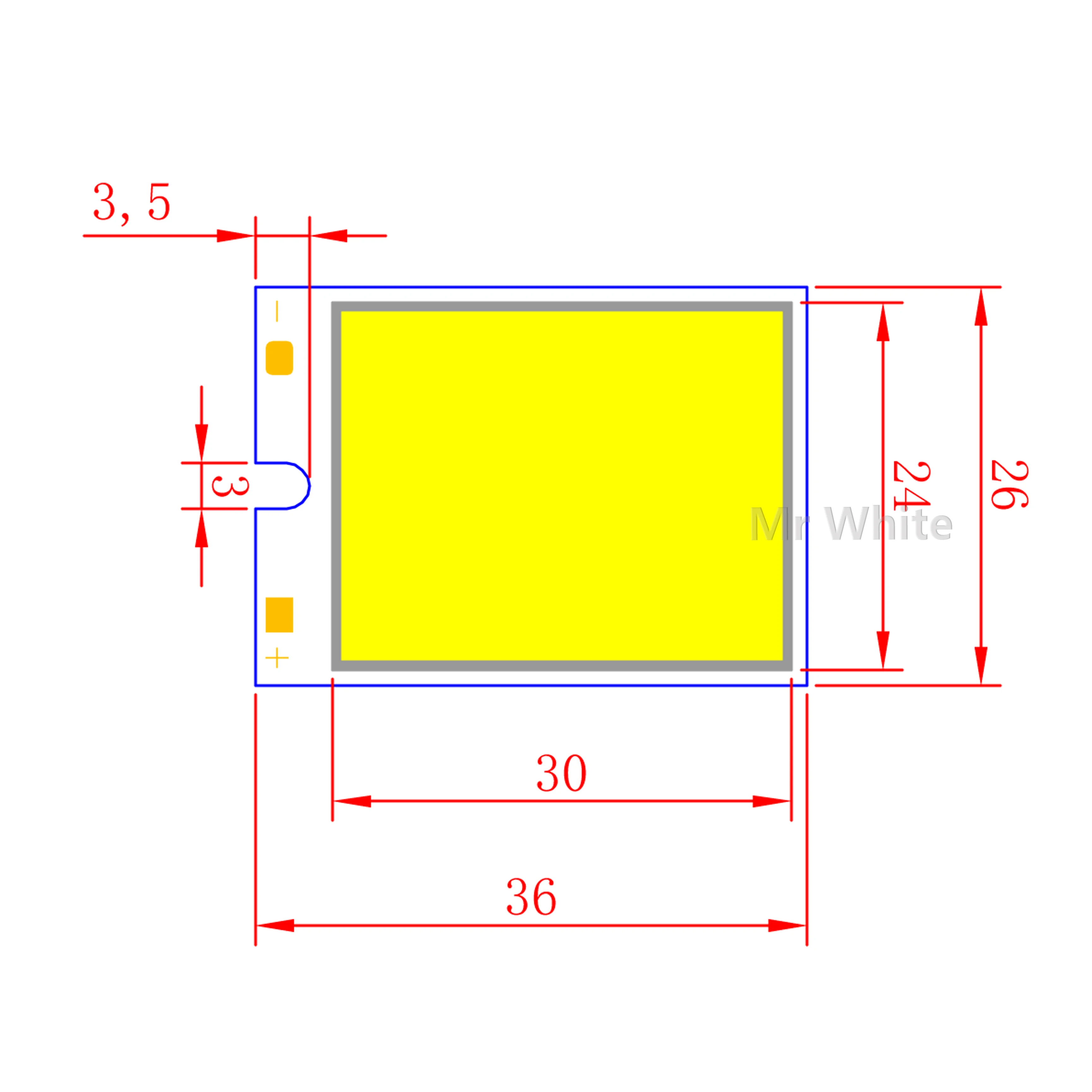 Hot cob ha condotto la striscia 12v 36 millimetri 26 millimetri led cob sorgente di luce di striscia 3w Bianco HA CONDOTTO LA barra luce per la