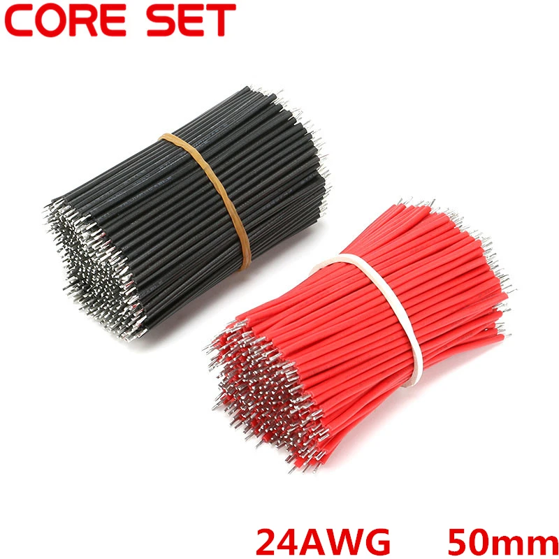 200pcs/set Tin-Plated Breadboard Jumper Cable Wire 5cm 24AWG For Arduino Red Black Color Flexible Two Ends PVC Wire Electronic