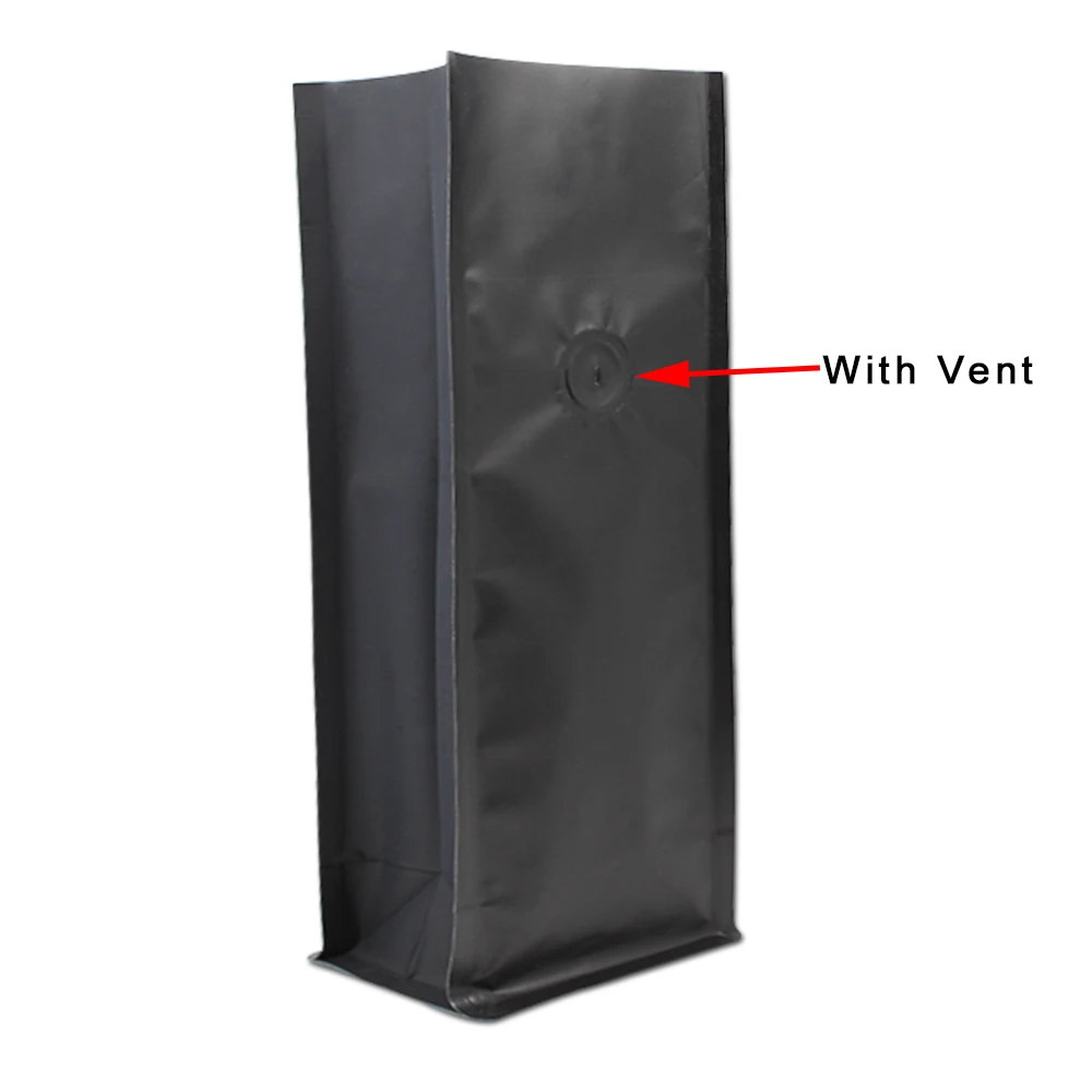 10Pcs/Lot Stand Up Matte Black / White Open Top Side Gusset Valve Bag Aluminum Foil Bag with Vent For Coffee Bean Package Bag