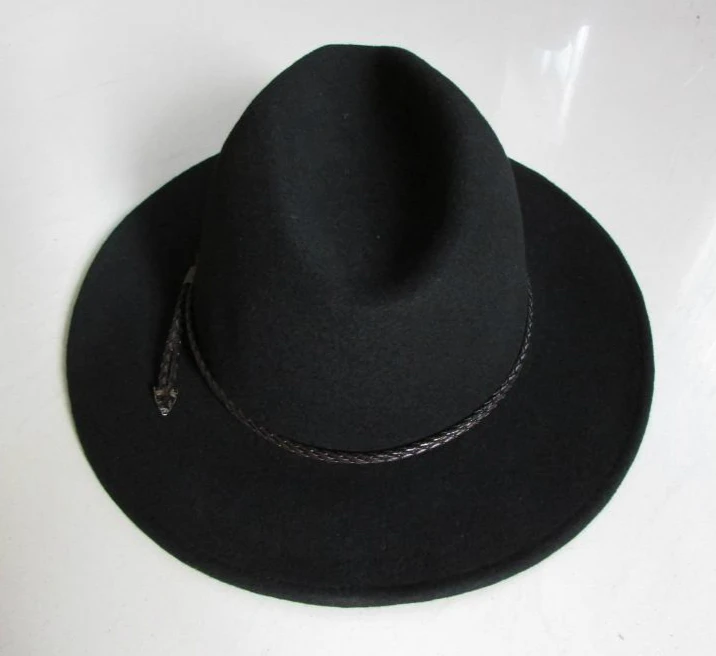 New 100% Wool Waterproof Fedoras Hat Men\'s Wrinkle-free Equestrian Hat Wide Brim Knight Cowboy Wool Cap Gentleman Hat B-8121