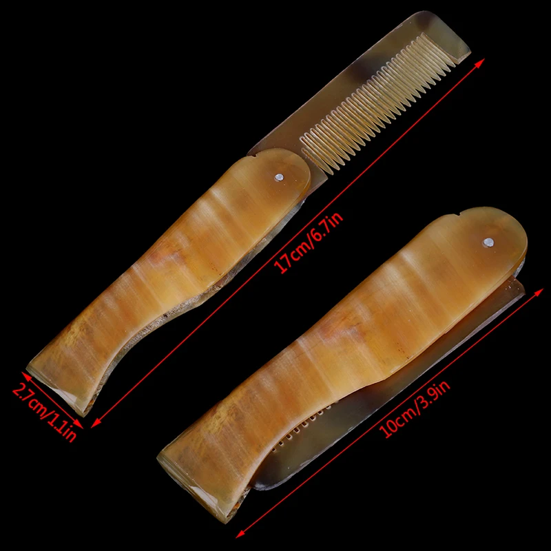 1Pc Foldable Men\'s Beard Comb Natural Horn Comb Anti Static Wide Teeth Massage Male Mustache Brush Shaving Brush Hair Care Tool