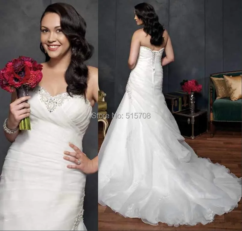 

Organza Wedding Dresses Sweetheart Beaded Plus size Wedding Dresses Bridal Gowns for Pregnant size 2 4 6 8 10 12 14 16