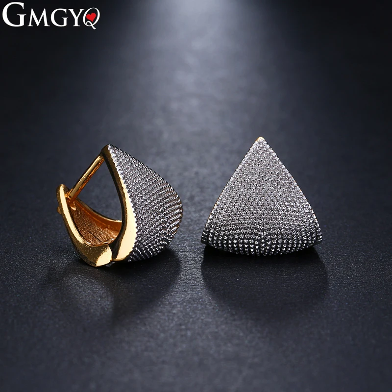 GMGYQ Luxury Aretes De Clip Para Mujer Triangular Black Geometrical Ear Cuffs For Women Jewelry Accessories