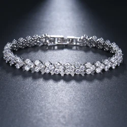 EMMAYA Roman Chain Bracelet for Women Luxury 2.75mm Cubic Zircon Inlay Charm Bracelet Bride Wedding Jewelry