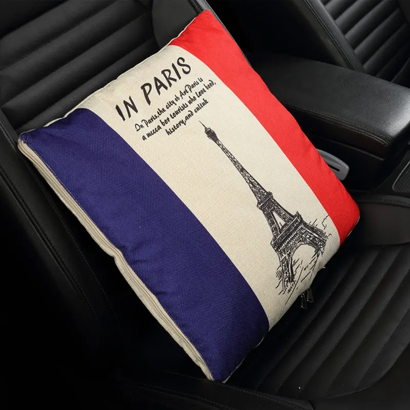 Folding car pillow quilt Paris tower dual-purpose multifunctional pillow cushion with cute cartoon