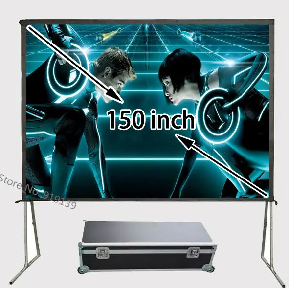 Huge HD Screen 150 Inch 4:3 Foldable Outdoor Front Projection Movie Projector Screens With Carry Flight Case For Outdoor Display