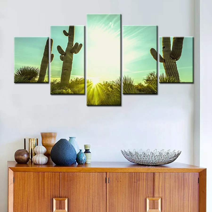 

The Cactus In The Desert Poster Print Wall Art Artwork for Living Room Wall Decor Tropical Plants Picture Home Decor Drop Ship