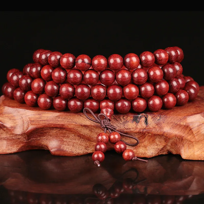 Zambian Red sandalwood Buddhist 0.6cm /0.8cm*108 Prayer Beads Malas Natural Wooden Bracelets For Women Men Yoga Jewelry