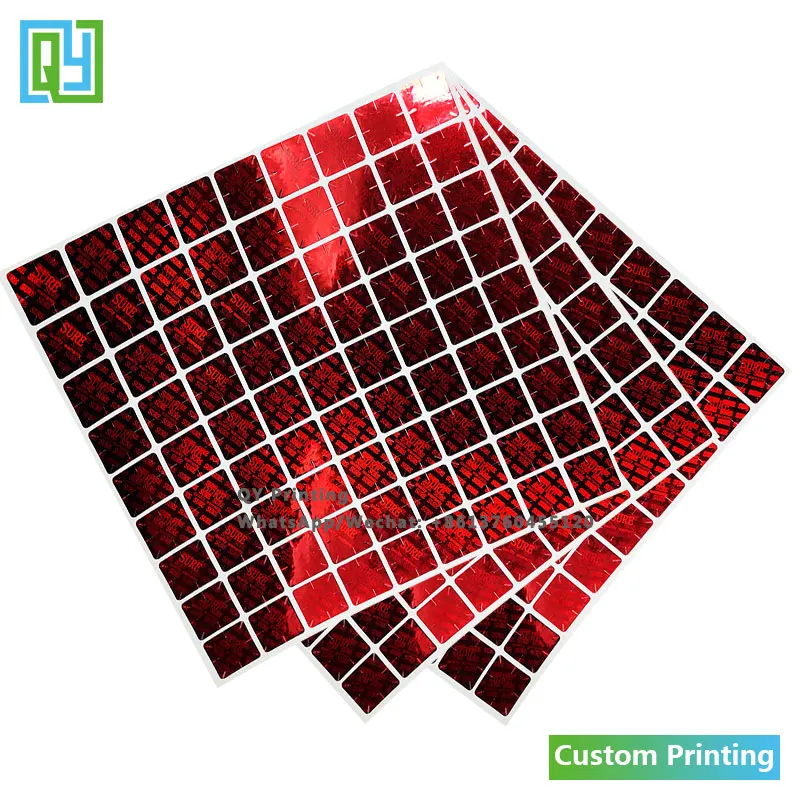 10000pcs 16x16mm spedizione gratuita garanzia di qualità su misura adesivi ologramma rosso 3D vuoto etichetta Laser a prova di manomissione di sicurezza aperta