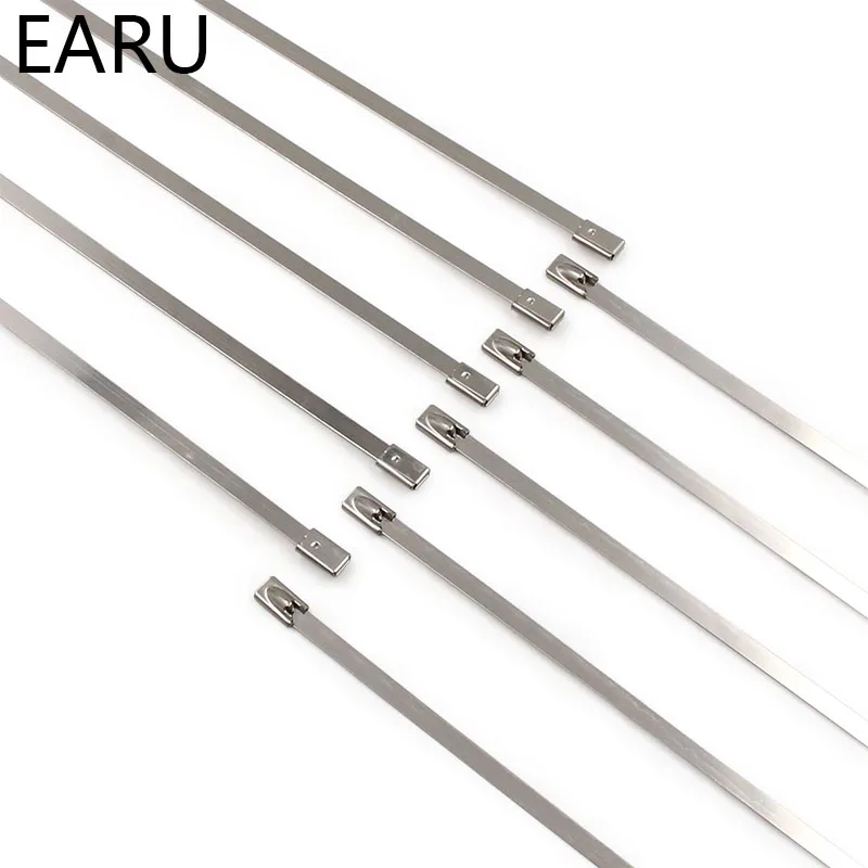 10PCS STAINLESS STEEL METAL CABLE TIES TIE ZIP Wire Management WRAP EXHAUST HEAT STRAPS INDUCTION PIPE Fastener Hook Loop