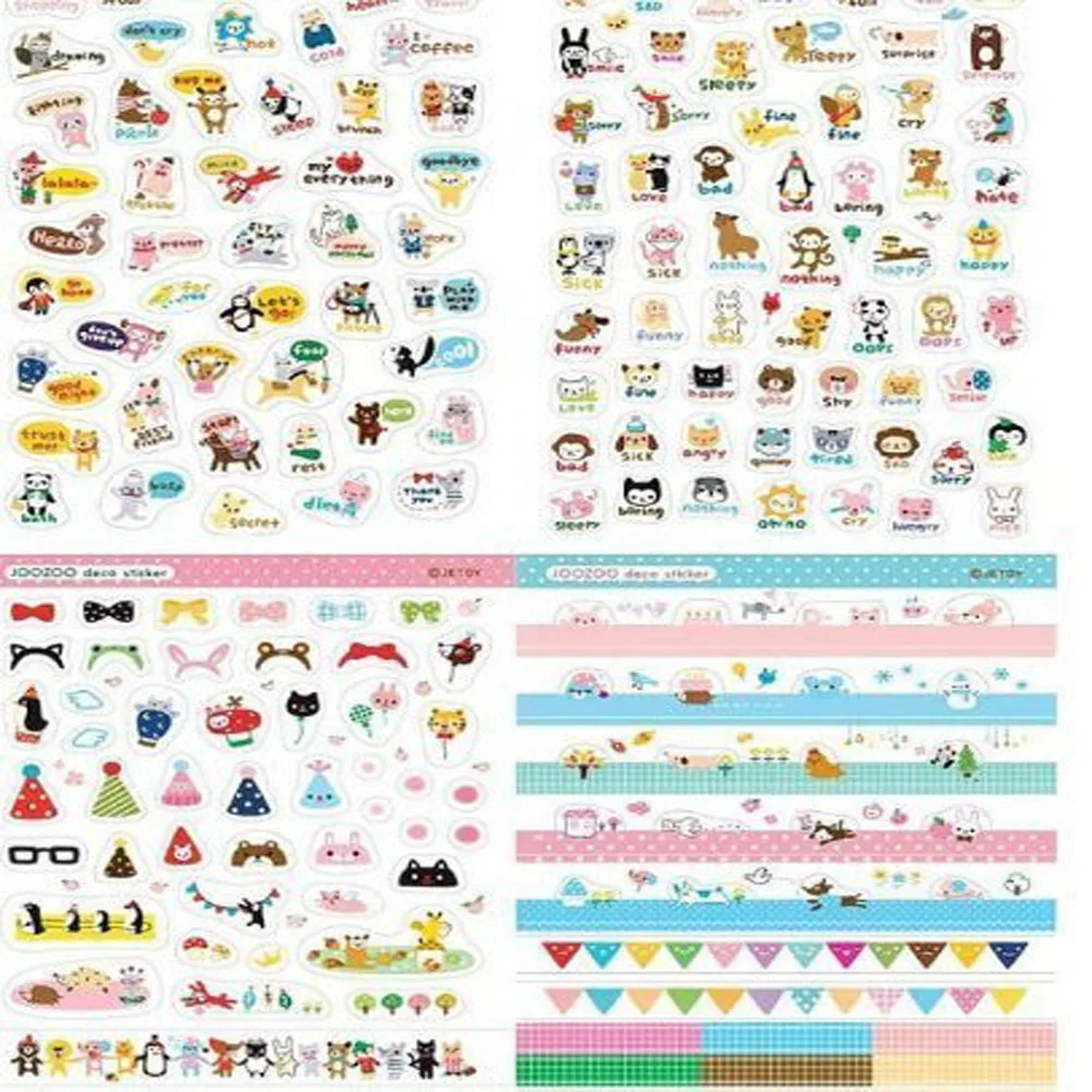 8Sheets Korea DIY Diary PrettyZoo 50 Different Animals Translucent Sticker Set-Deco For Crafting Christmas Greeting Card