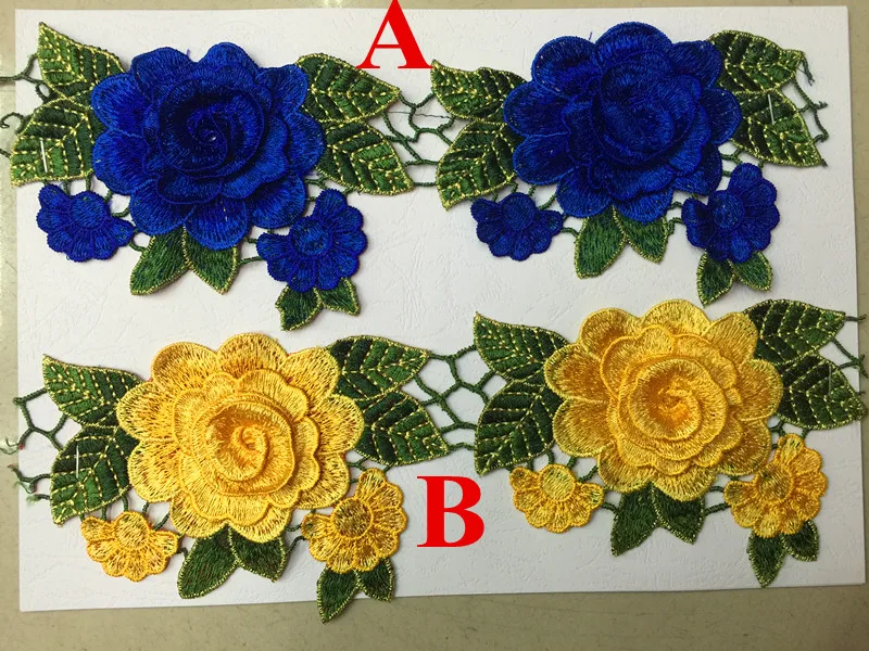 

10cm dyed yarn embroidery China folk style guipure flora lace trim,6 colors available,HS171225B