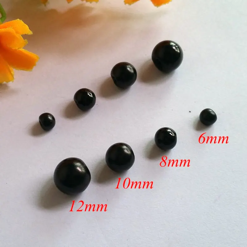 50pcs/lot 8/10/12mm 4 size  black pearls Buttons  sdark hole plastic Decorative Buttons Sewing diy Accessories Scrapbooking