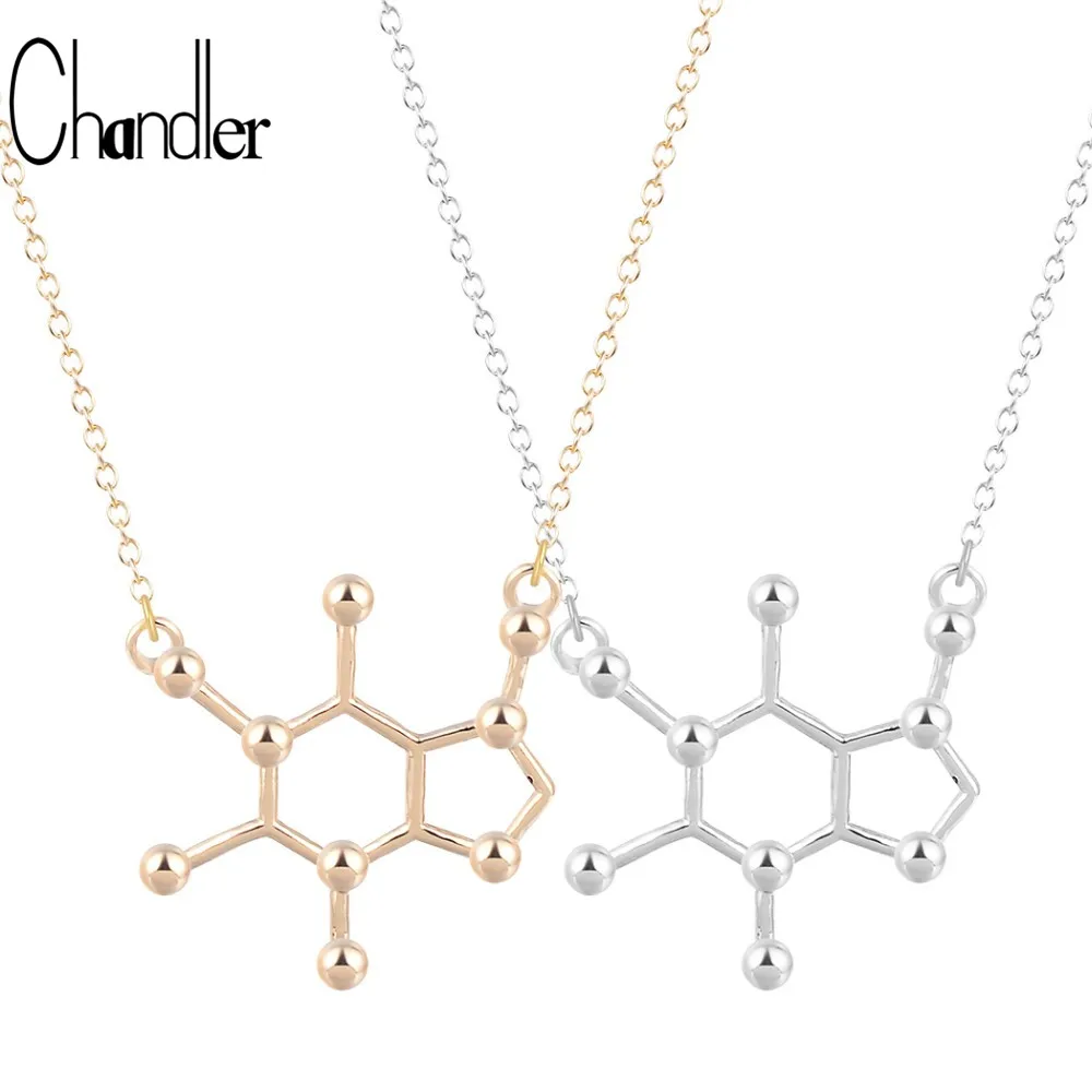 Chandler-collar con colgante de barra de polígonos geométricos, gargantilla de cadena de eslabones invisibles, gargantilla de Química, collares femeninos de moda