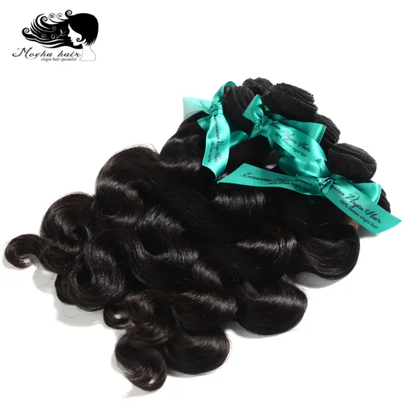 MOCHA 3 ชุด 10A Virgin Hair ผมยุโรป Body WAVE 100% Unprocessed Human Hair EXTENSION ธรรมชาติสีจัดส่งฟรี