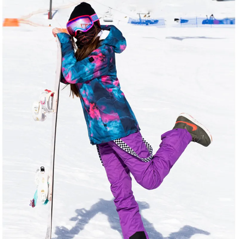 SIMAINING-traje de esquí para mujer, chaqueta de Snowboard y pantalones de esquí de montaña, impermeable, transpirable, abrigo cálido para