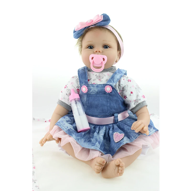 

NPK 55cm Soft Silicone Reborn Doll Newborn Baby Girl Real Lifelike Living Doll Simulation Kid Sleeping Playmate Toys Girl Gift