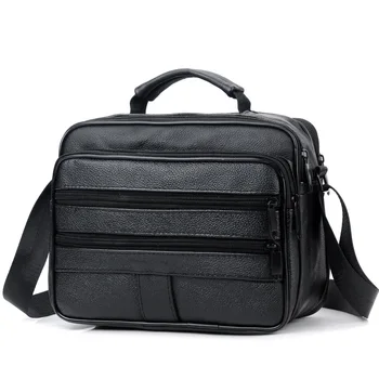Novos homens bolsa de couro com zíper saco de negócios preto masculino saco de ombro sacos do mensageiro pastas dos homens saco crossbody