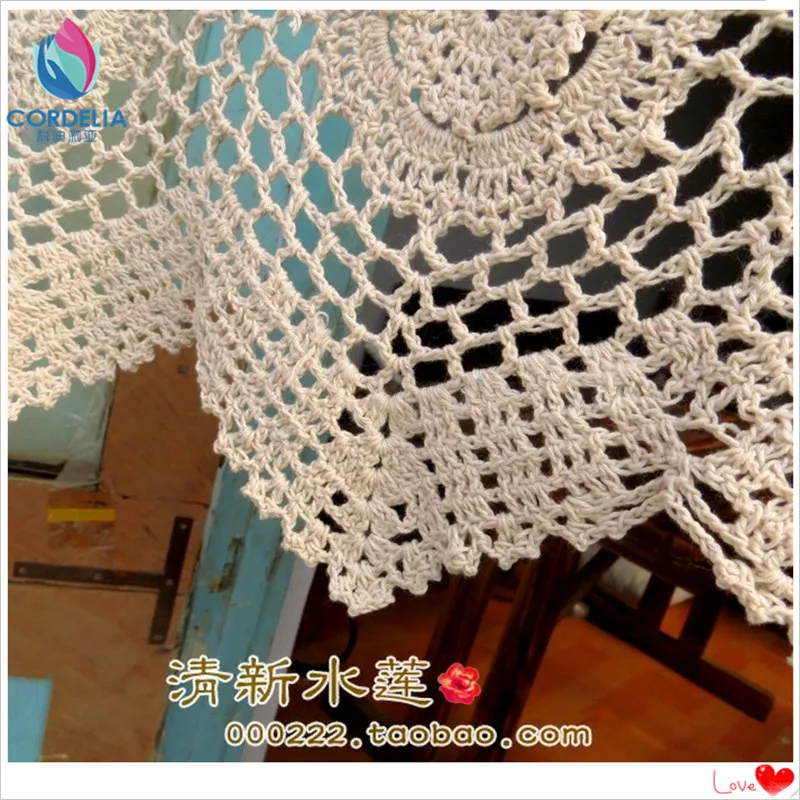 New Fashion Cotton Crochet Lace Curtains Window Cover Crochet Rod Curtain Cutout Coffee Curtain With Flower For Home Decor