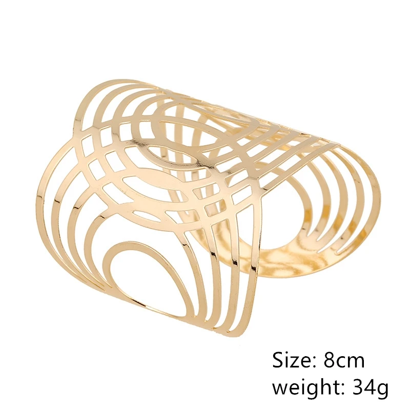 Hollow Wide Cuff Bracelets & Bangles For Women Men Gold Silver Color Alloy Open Big Male Female Bangle Bracelet Fashion Jewelry image 6