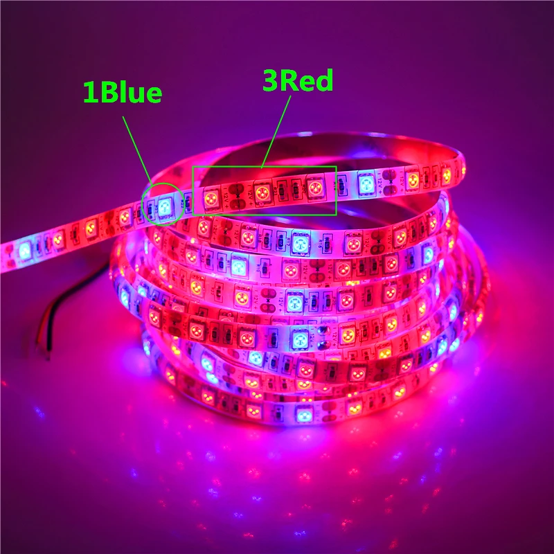 DC12V SMD5050 Led Plant Growth Strip Light IP20 ip65waterproof Flexible Strip Tape Light 4 Red 1Blue 3:1 5:1 Aquarium Hydroponic