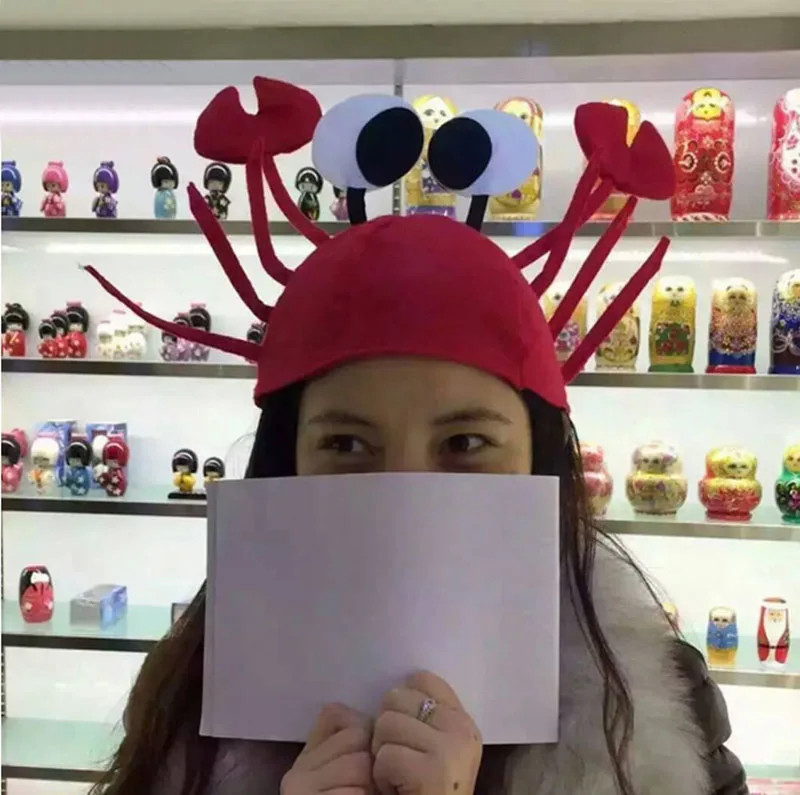 Funny Christmas Red Lobster Crab Sea Animal Hat  Costume Accessory Adult Child Cap Gift 2016