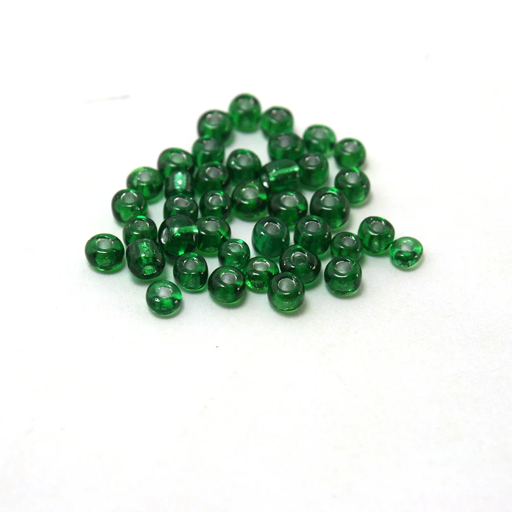 2000pcs 1000pcs 800pcs 400pcs 100pcs 50pcs  4mm Grass Green DIY Glass Loose Seed Beads with silver inner line for DIY Craft