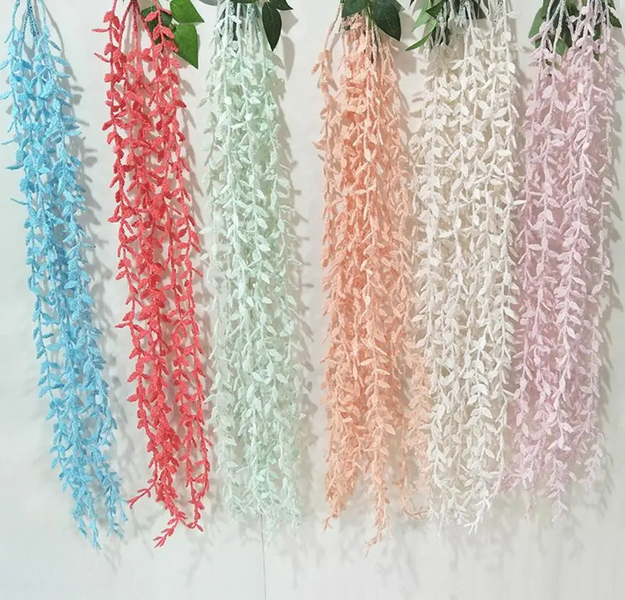 

5pcs 133cm Artificial Willow leaf Flower String For Plant Wall Wedding Landscape Archway Props Home Hotal Office Bar Decorative