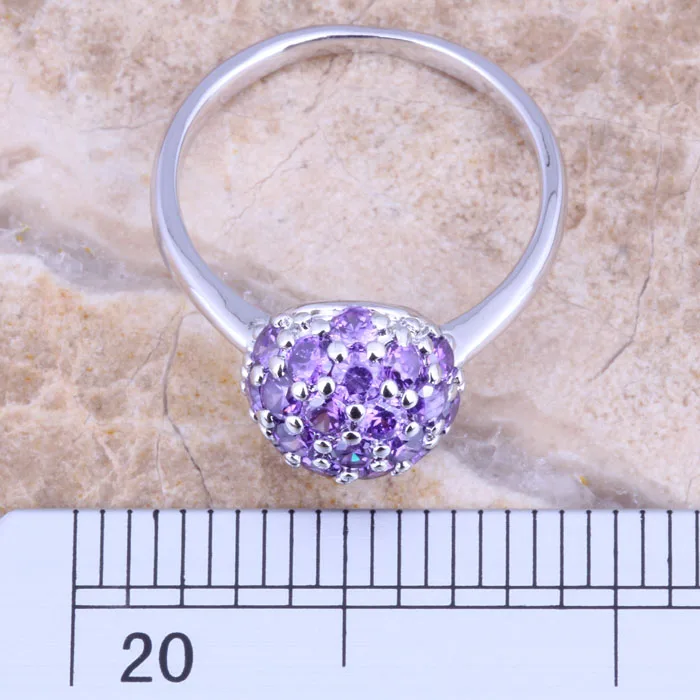 Fantastic Purple Cubic Zirconia Silver Plated  Ring Size 5 / 6 / 7 / 8 / 9 R1546