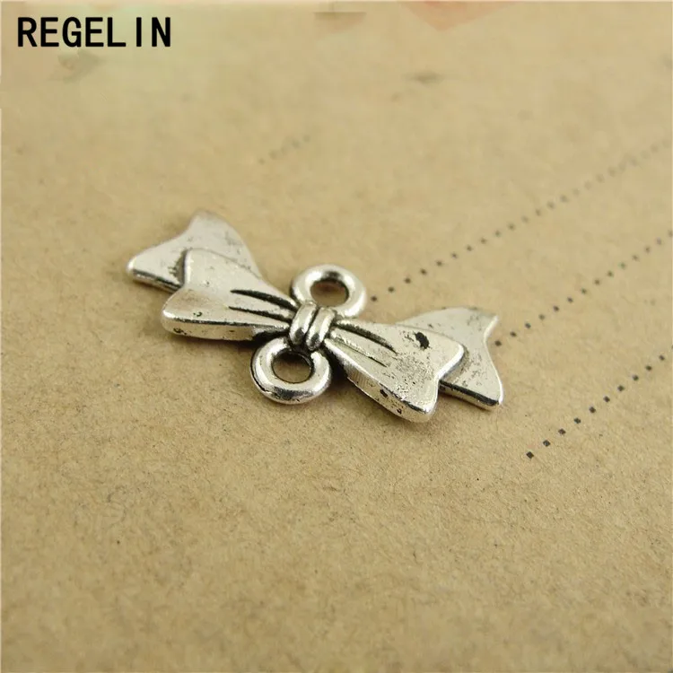 REGELIN Charms Bow Tie Connectoren Hanger Antieke bronzen Zinklegering 50 stuks 21x10mm Fit Armband Ketting DIY sieraden Bevindingen