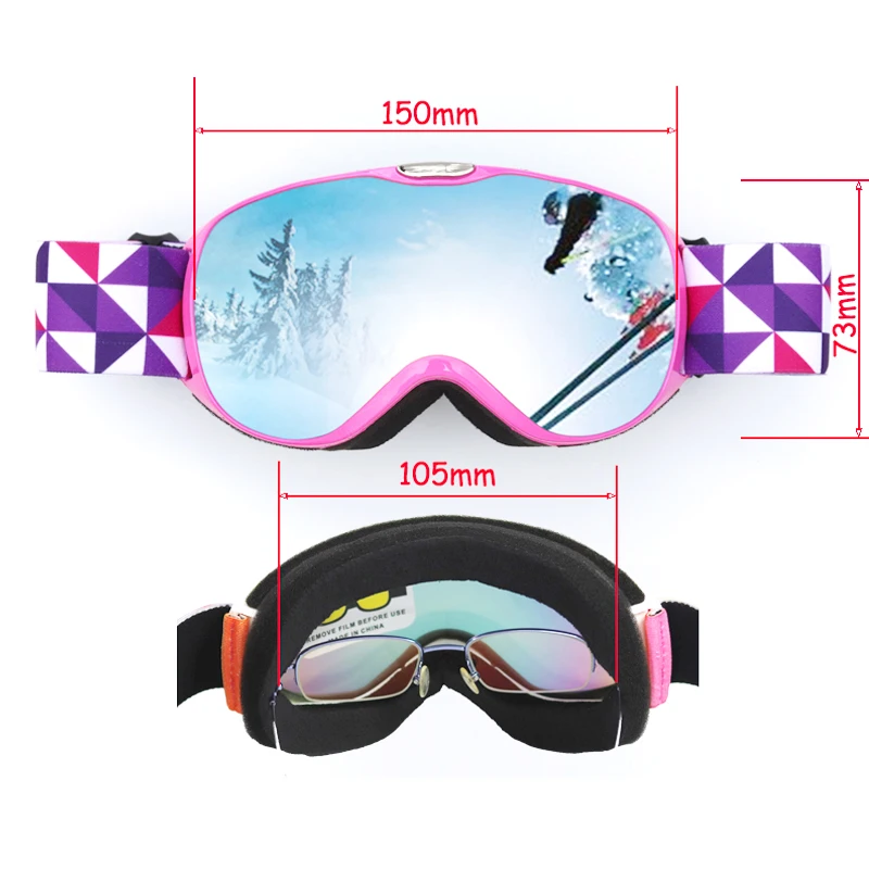 BOLLFO Kids Ski Glasses Small Size for Kids UV400 anti-fog  goggles ski Spherical Lens Girls Boys Snowboard goggles glasses