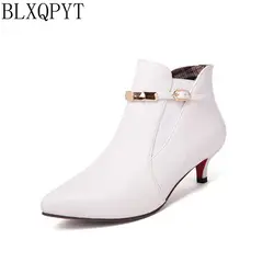 BLXQPYT Big size 33-47 Size Spring Autumn Stiletto Thin low Heels Pointed Toe Sexy Ankle Women Boots wedding shoes woman 57-7