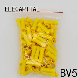 BV5 BV5.5 Full Insulating Wire Connector wire connector 50PCS/Pack Butt Connectors Crimp Electrical Wire Splice Terminal BV