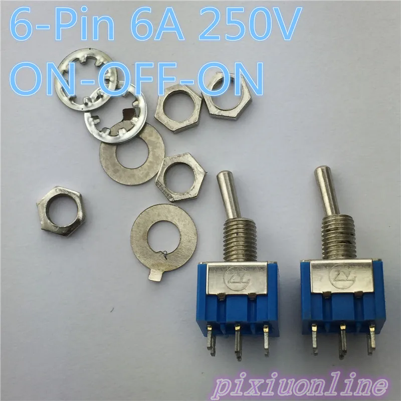 G104Y High Quality 2pcs Mini MTS-203 6-Pin G104 ON-OFF-ON 6A 250V Toggle Switches  Hot Sale 2017