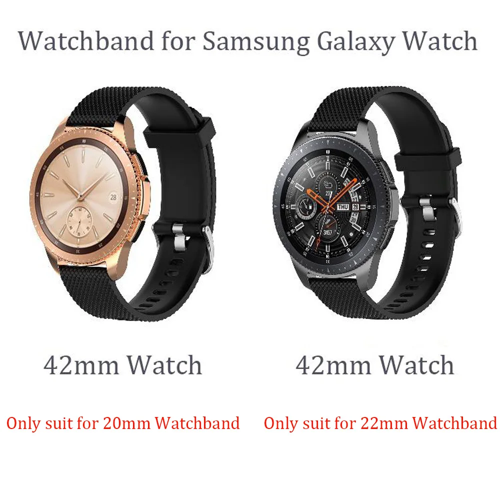 Silicone Smart Watchband Bracelet Wrist Strap 20mm /22mm for Samsung Galaxy Watch 42mm /46mm SM-R800 GPS Smart Watch Band Strap