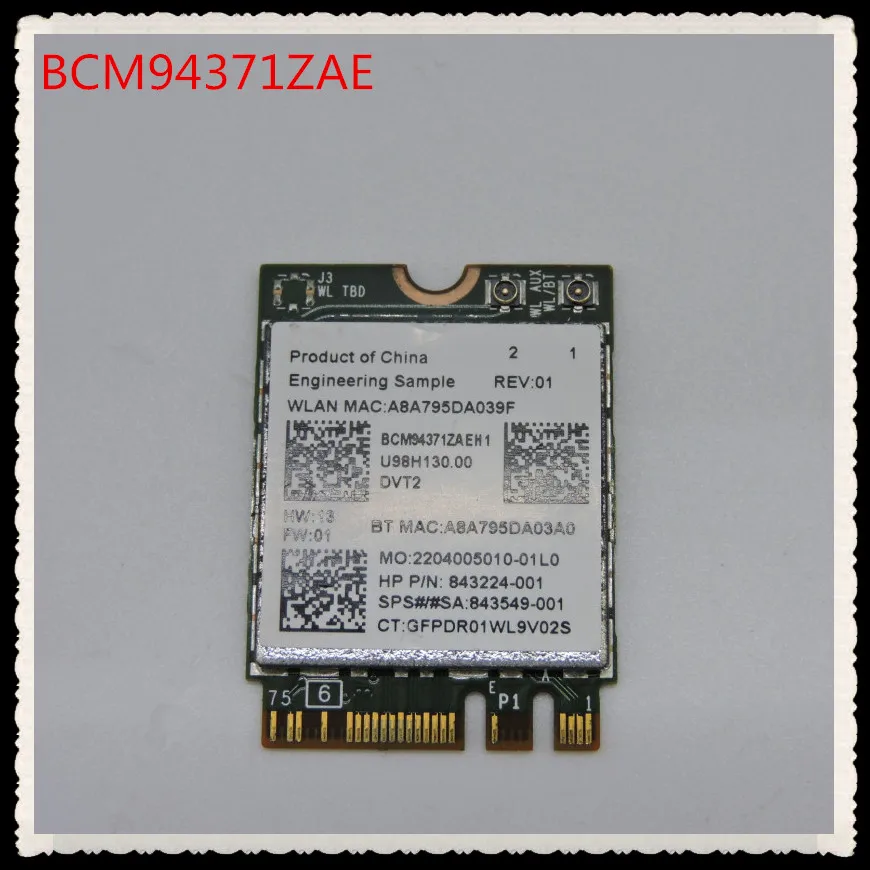 BCM94371ZAE 802.11ac SPS 849916-001 849915-001 BT4.1 867Mbps BCM94371 M2 NGFF WiFi Wireless Network Card PK BCM94352Z For HP