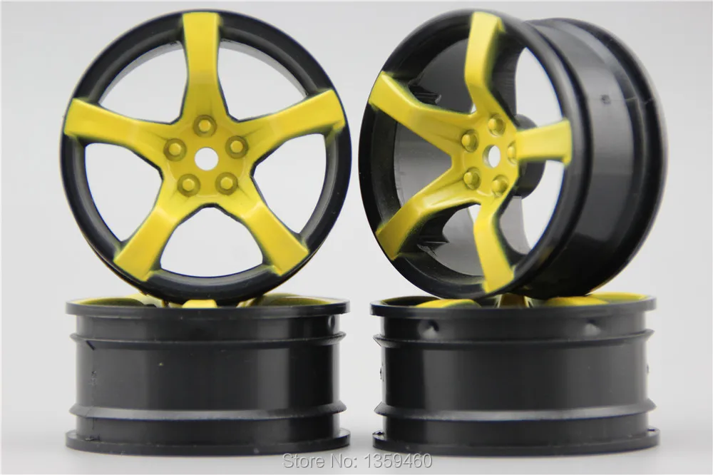 

4 шт 1/10 Touring & Drift обод колеса W5S6Y (живопись желтый) 3 мм смещение подходит для 1:10 Touring & Drift Car 1/10 Rim 10744