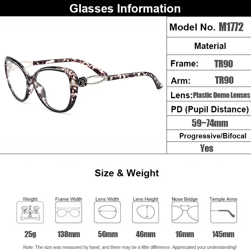Gmei Optical Urltra-Light TR90 Big Frame Cat Eye Style Women Full Rim Optical Glasses Frames Female Plastic Myopia Eyewear M1772