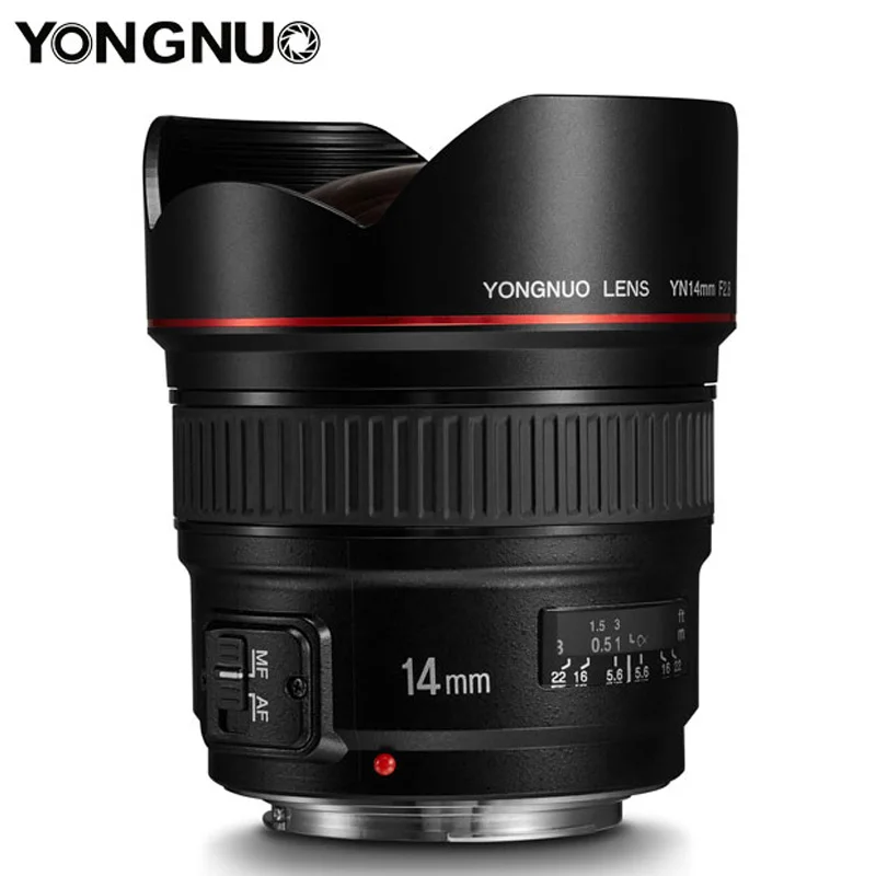 YONGNUO YN14mm F2.8 Large Aperture AF/MF 114 Degree Diagonal Ultra-wide Angle Prime Lens for Canon Nikon Full Frame DSLR Camera