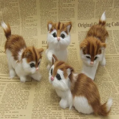 4 pieces a set simulation cats plastic&fur cat model gift 11x10cm a152