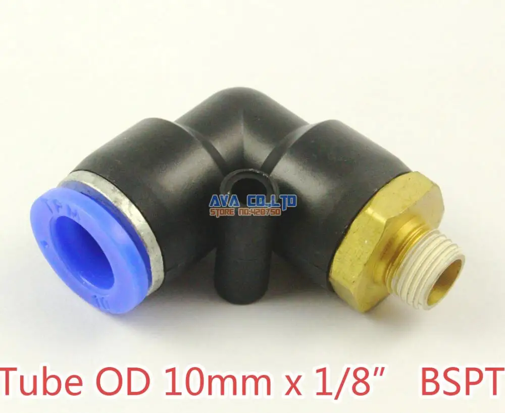 

10 Pieces Tube OD 10mm x 1/8" BSPT Male Elbow Pneumatic Connector Push In To Connect Fitting One Touch Quick Release Air Fitting