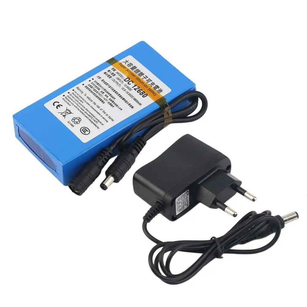 DC 12V Battery Pack 6800mAh 12.6V Rechargeable Lithium Battery Pack for Street Light Instrument LED Light Standby Power