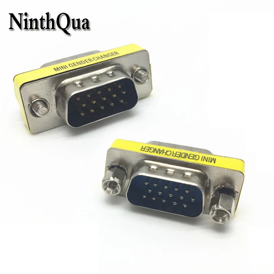 1pcs VGA 15 Pin Male to Male Plug Gender Changer Conversion Adapter HD15 Computer Monitor Video Connector