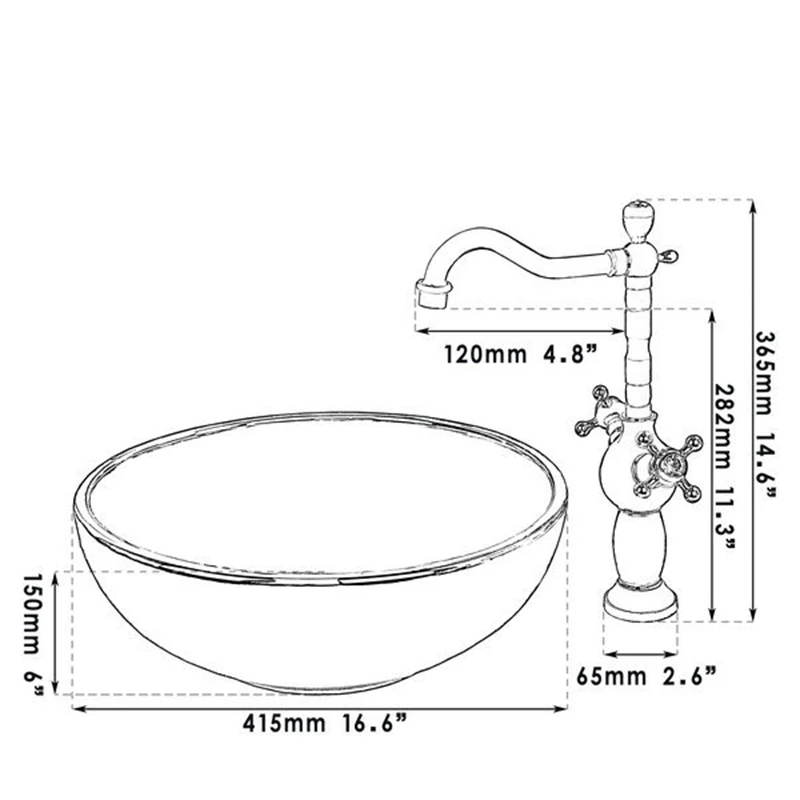 KEMAIDI Paint Bowl Sinks / Vessel Basins With Washbasin Ceramic Basin Sink & Polished Golden Faucet Tap Set W/ Pop Up Drain