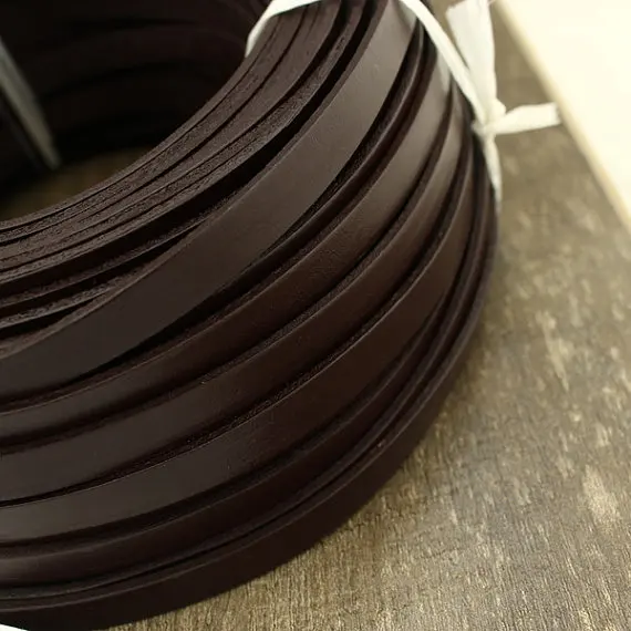 8mm Coffee/Dark Brown 10 Meters Real Leather cord Flat Genuine Leather Cord Free Shipping