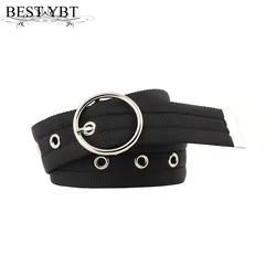 Best YBT Women Belt Nylon Canvas Pin Buckle Belt Hollowing Jeans Personality Fashion Decoration Ladies Canvas Women Belt